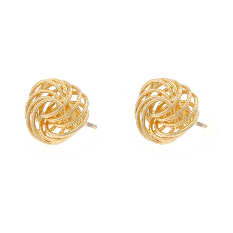 Yellow Gold Intertwined Circle Stud Earrings - 14k Pierced In Excellent Condition For Sale In Greensboro, NC