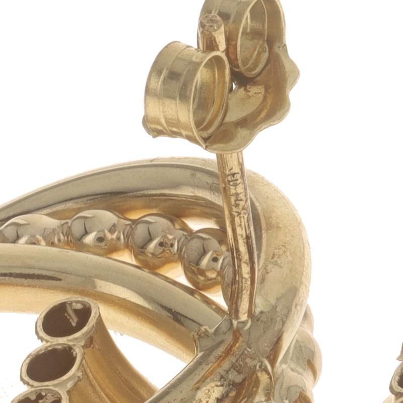 Yellow Gold Intertwined Circles Drop Earrings -14k Door Knocker-Inspired Pierced For Sale 1