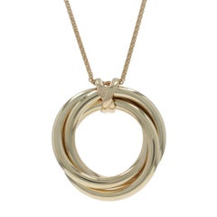 Yellow Gold Intertwined Triple Circle Pendant Necklace 18" - 14k