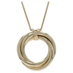 Collar Colgante Triple Círculo Entrelazado de Oro Amarillo 18" - 14k