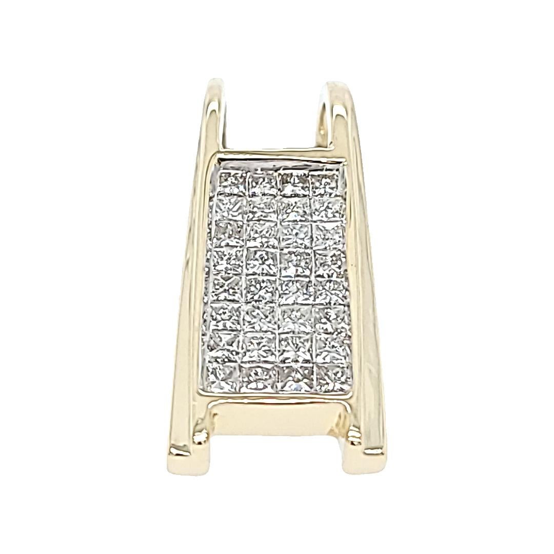 Yellow Gold Invisible Set Diamond Slide Pendant In Good Condition For Sale In Coral Gables, FL