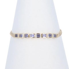 Bracciale a otto pietre in oro giallo Iolite 7 1/4" - 14k Smeraldo 1.28ctw regolabile