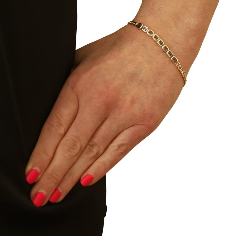 Emerald Cut Yellow Gold Iolite Eight-Stone Bracelet 7 1/4