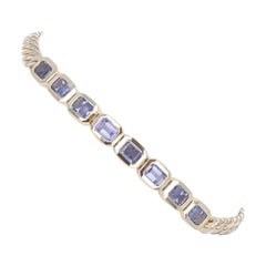 Yellow Gold Iolite Eight-Stone Bracelet 7 1/4" - 14k Emerald 1.28ctw Adjustable
