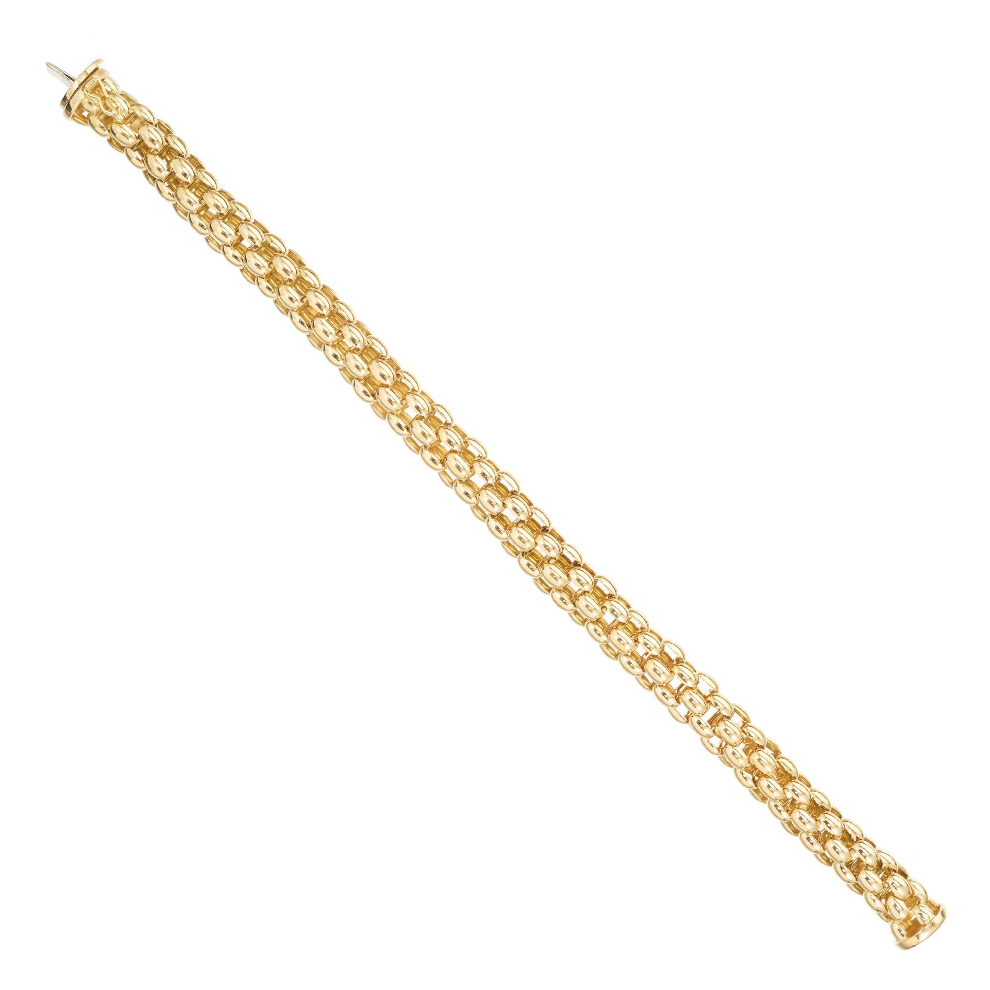 Bracelet à maillons italien en or jaune avec motif 3D  Bon état - En vente à Stamford, CT