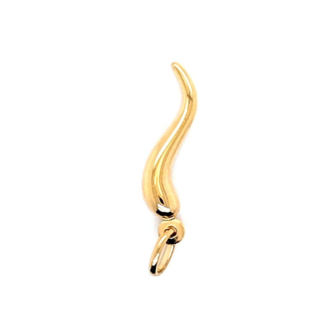 Women's or Men's Yellow Gold Italian Horn Charm or Pendant For Sale