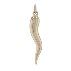 Yellow Gold Italian Horn Pendant - 14k Lucky Charm