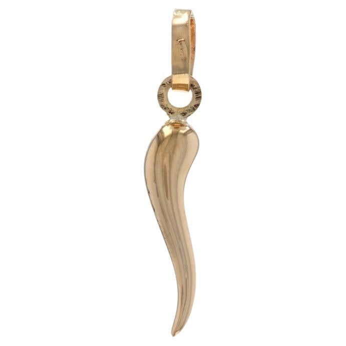 Yellow Gold Italian Horn Pendant 8" - 18k Good Luck Cornicello