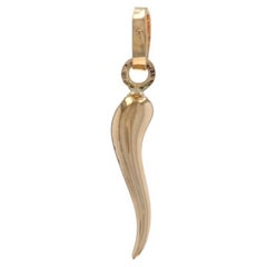 Yellow Gold Italian Horn Pendant 8" - 18k Good Luck Cornicello