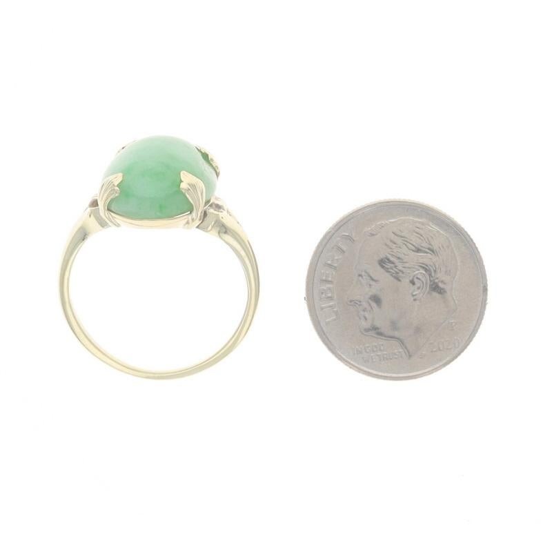 Yellow Gold Jadeite Art Deco Cocktail Solitaire Ring 10k Db Cabochon GIA Vintage 2