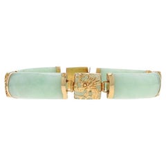 Bracciale A Link con drago asiatico in giadeite in oro giallo - 14k