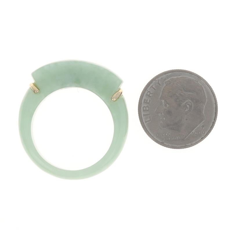 Fascia di giadeite in oro giallo - Anello 14k SZ 8 in vendita 2