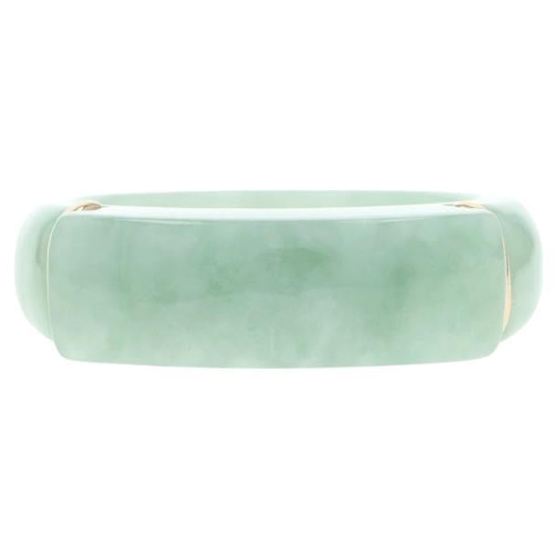 Fascia di giadeite in oro giallo - Anello 14k SZ 8 in vendita