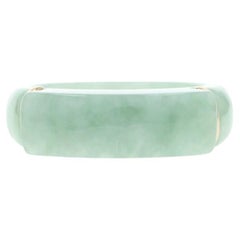 Fascia di giadeite in oro giallo - Anello 14k SZ 8