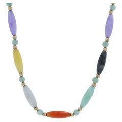 Collier de Jadeite en Or Jaune 18" - 14k perles traitées