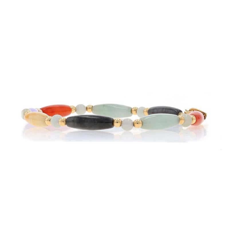 Gelbgold Jadeit Perlenstrang-Armband 7 3/4
