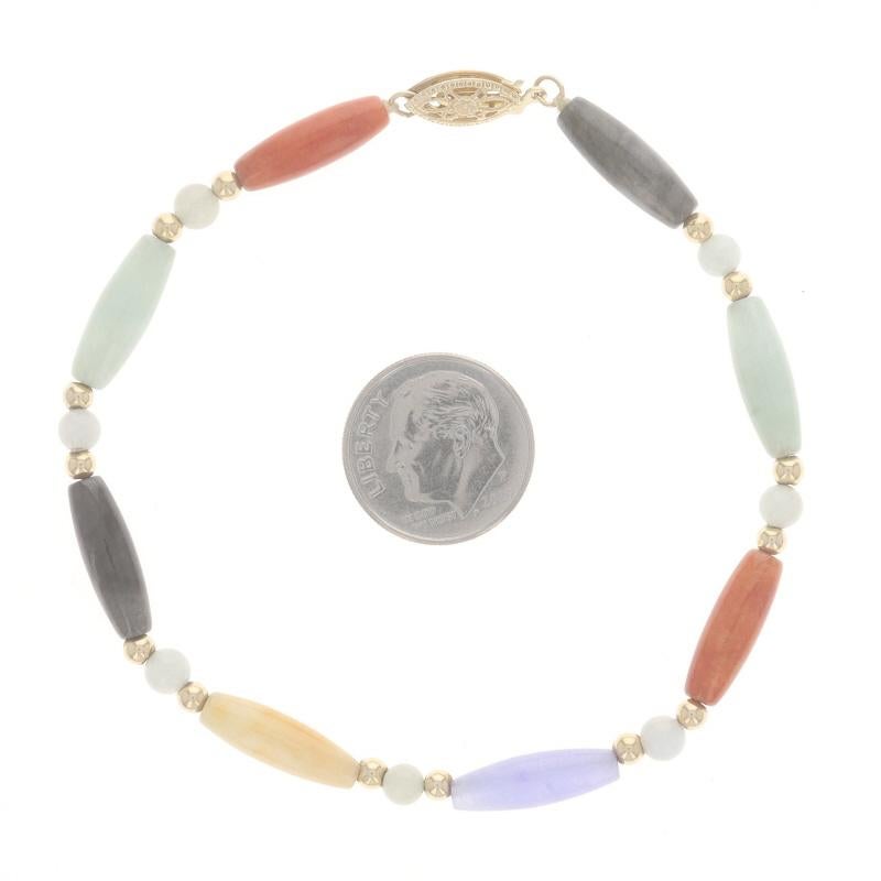 Gelbgold Jadeit Perlenstrang-Armband 7 3/4