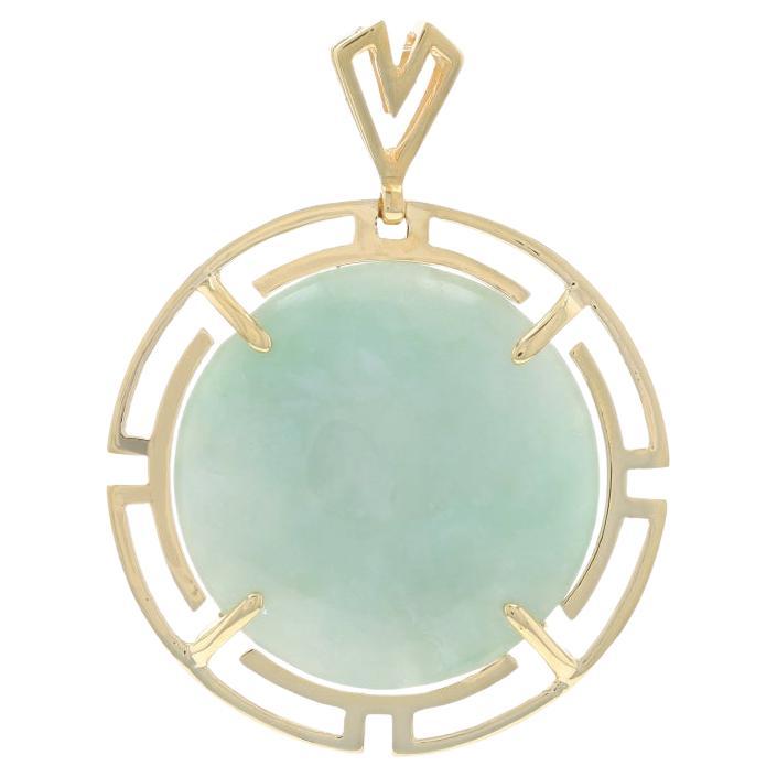 Pendentif solitaire rond en or jaune 14 carats avec double cabochon en vente