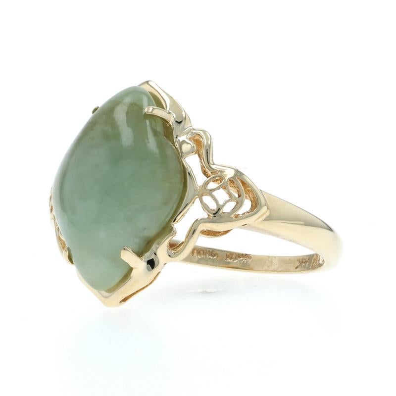 Donna Anello solitario con cocktail di giadeite in oro giallo - 14k in vendita