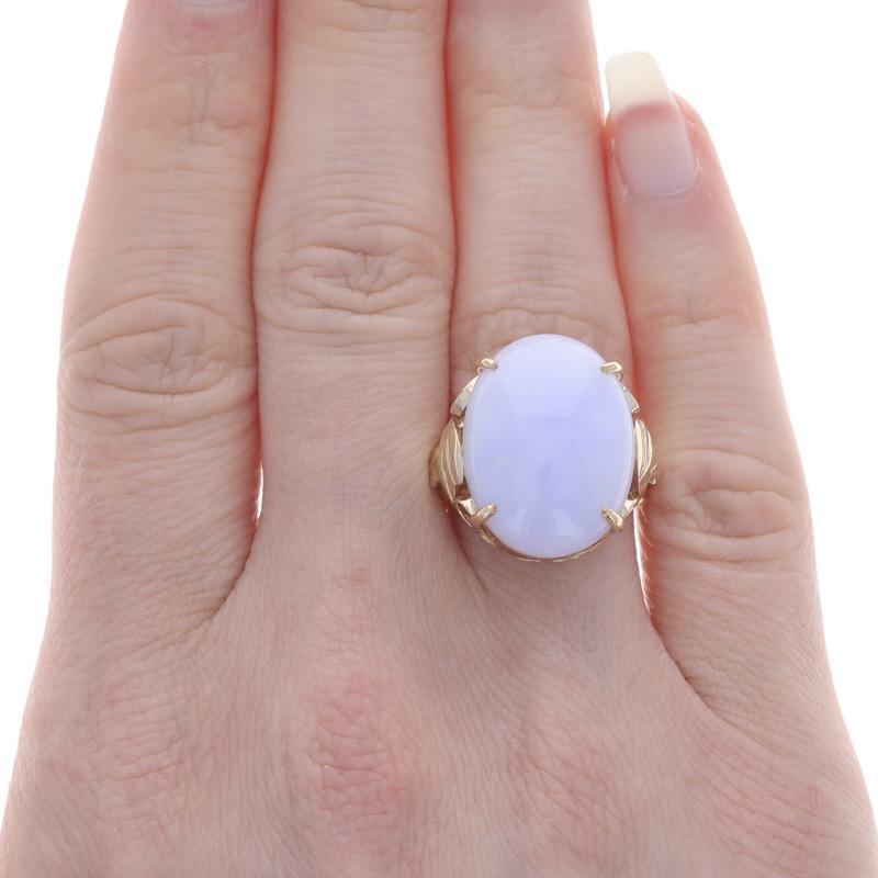 Bague Solitaire Cocktail Jadeite en Or Jaune - 14k Oval Cab 18.9ctw Lavender Excellent état - En vente à Greensboro, NC