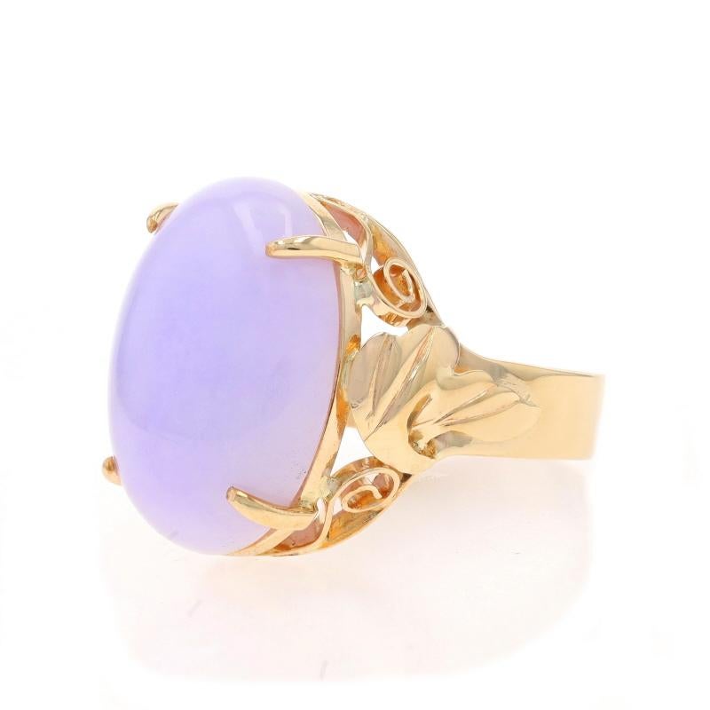 Bague Solitaire Cocktail Jadeite en Or Jaune - 14k Oval Cab 18.9ctw Lavender Pour femmes en vente
