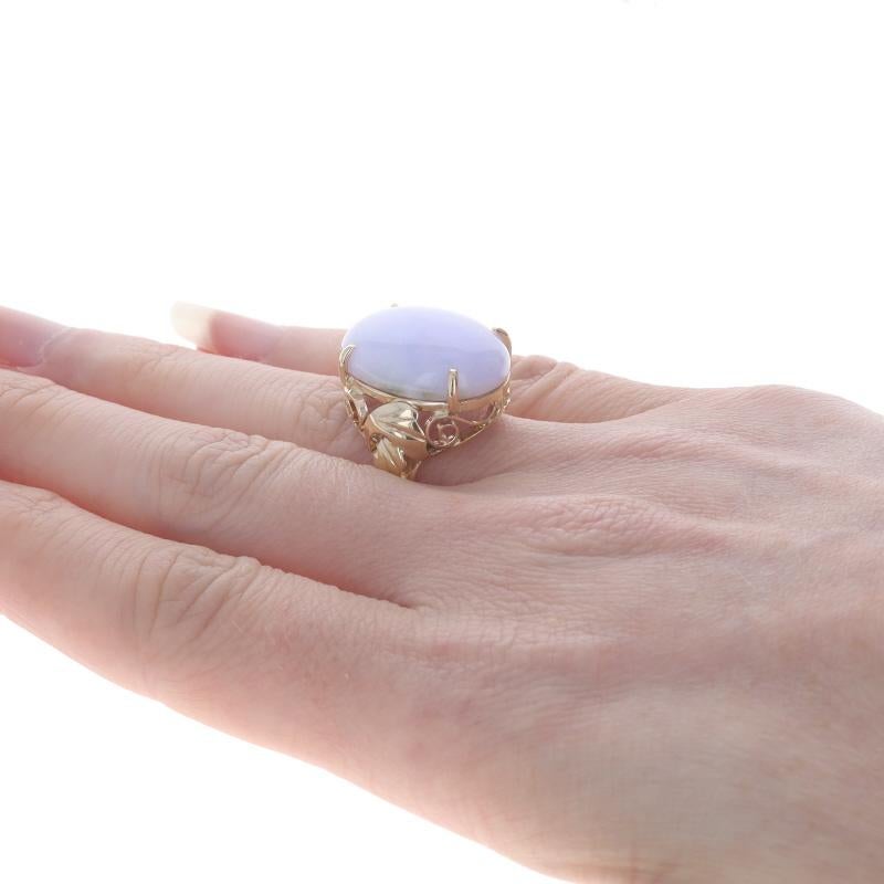 Bague Solitaire Cocktail Jadeite en Or Jaune - 14k Oval Cab 18.9ctw Lavender en vente 1