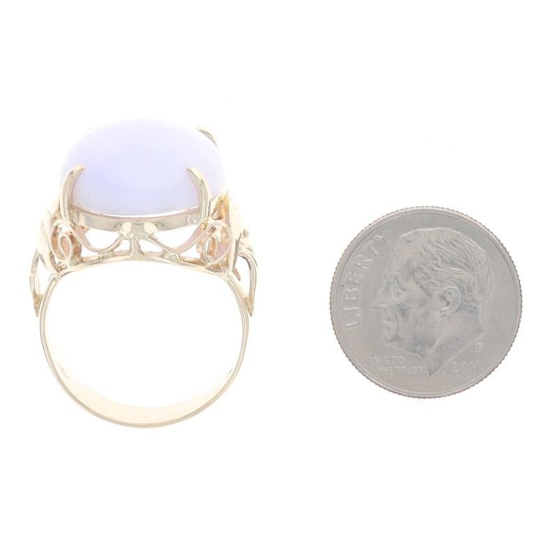 Bague Solitaire Cocktail Jadeite en Or Jaune - 14k Oval Cab 18.9ctw Lavender en vente 2