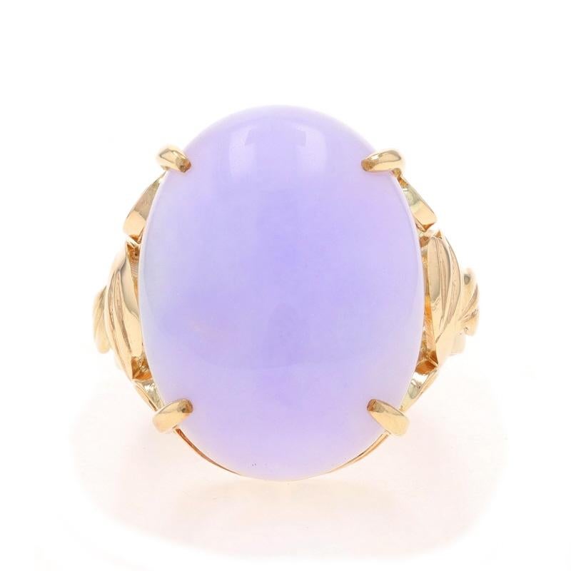 Gelbgold Jadeit Cocktail Solitär Ring - 14k Oval Cab 18,9ctw Lavendel