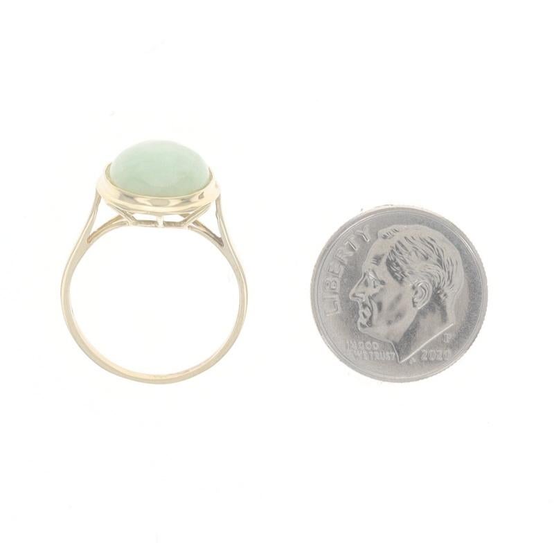 Yellow Gold Jadeite Cocktail Solitaire Ring - 14k Oval Cabochon 1
