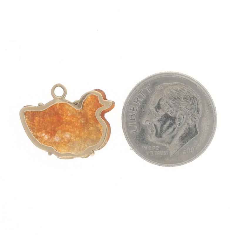 Women's Yellow Gold Jadeite Duck Pendant - 14k Carved Bird Waterfowl