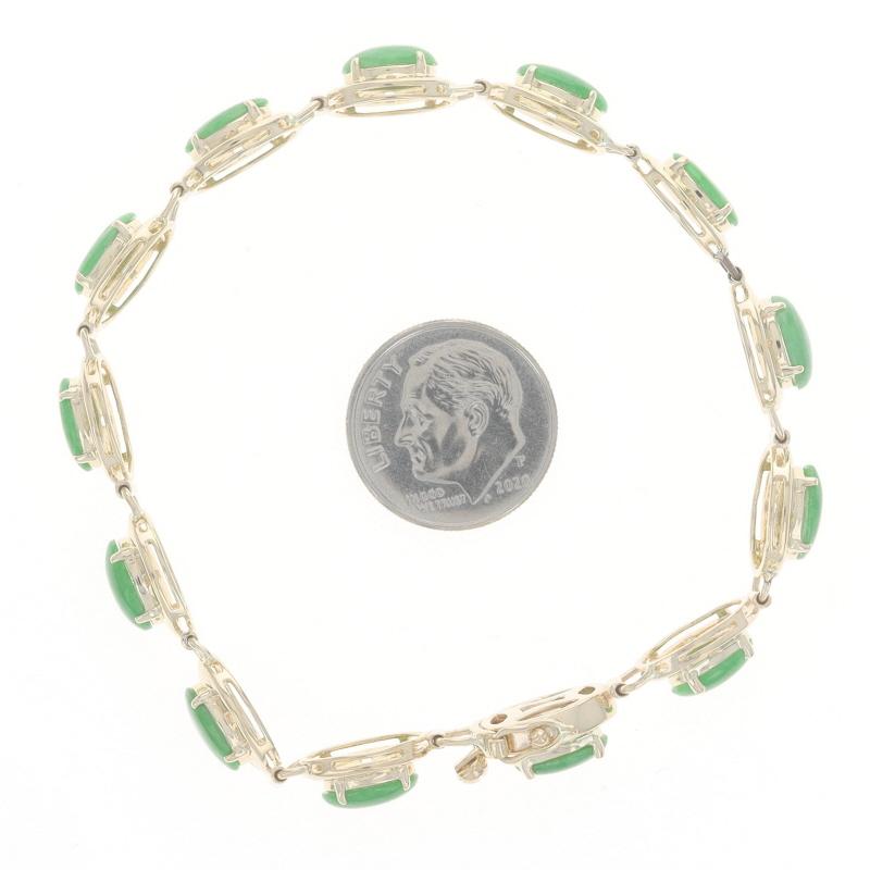 Bracelet en or jaune à maillons en jadéite - 14k Cabochon ovale 8.45ctw en vente 1