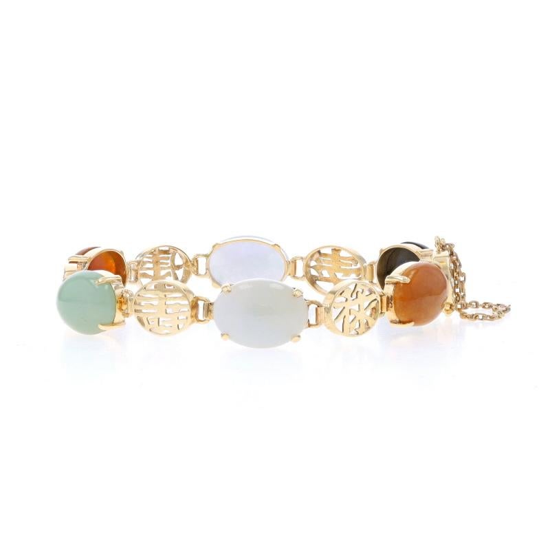 Bracelet à maillons en or jaune, jadéite et onyx 6 3/4