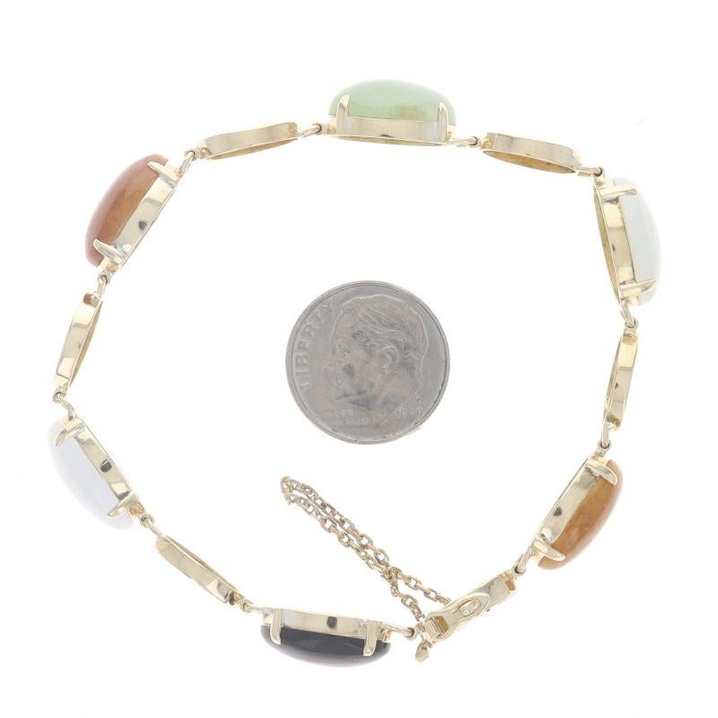 Bracelet à maillons en or jaune, jadéite et onyx 6 3/4