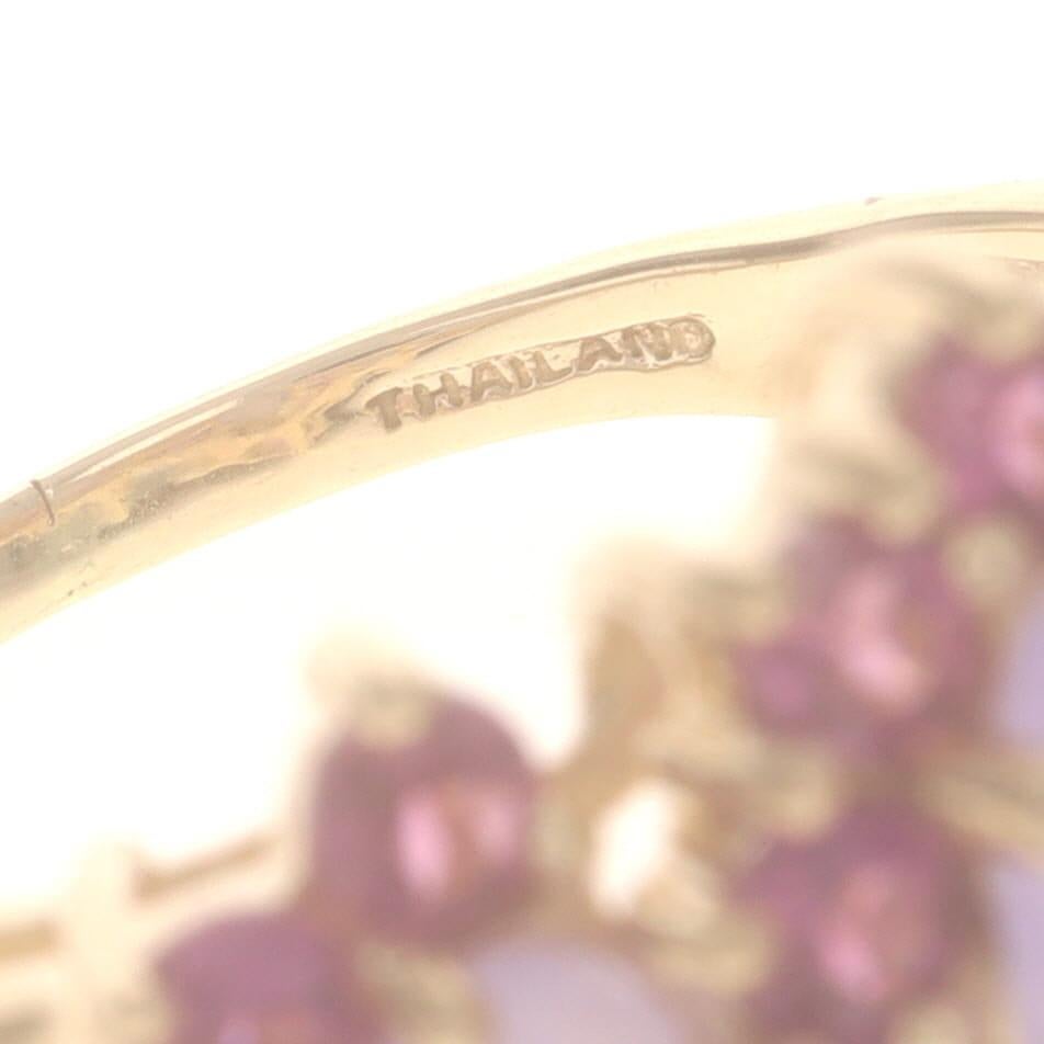 Jadeite Rhodolite Garnet Three-Stone Halo Ring 14k Oval Cab 5.50ctw Yellow Gold Jadeite Rhodolite Garnet Three-Stone Halo Ring 14k Oval Cab 5.50ctw en vente 3