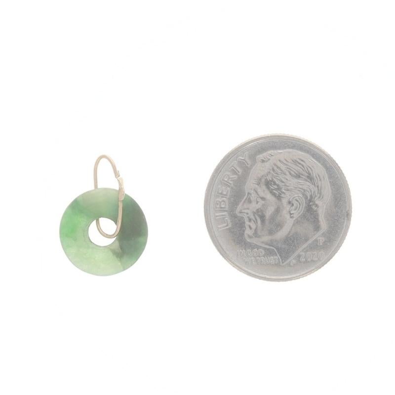 Pendentif solitaire en or jaune Jadeite - 14k Circle Disc Pour femmes en vente