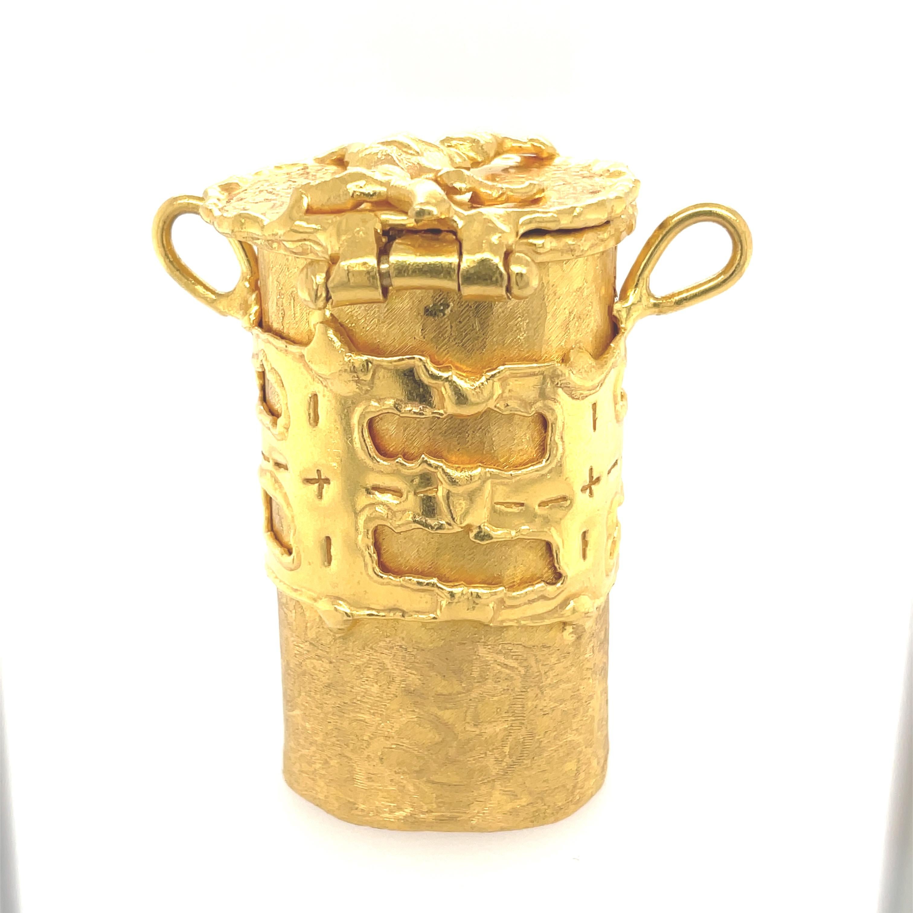 Women's or Men's Yellow Gold Jean Mahie Box Pendant