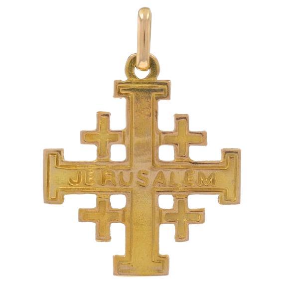 Yellow Gold Jerusalem Cross Pendant - 14k Faith