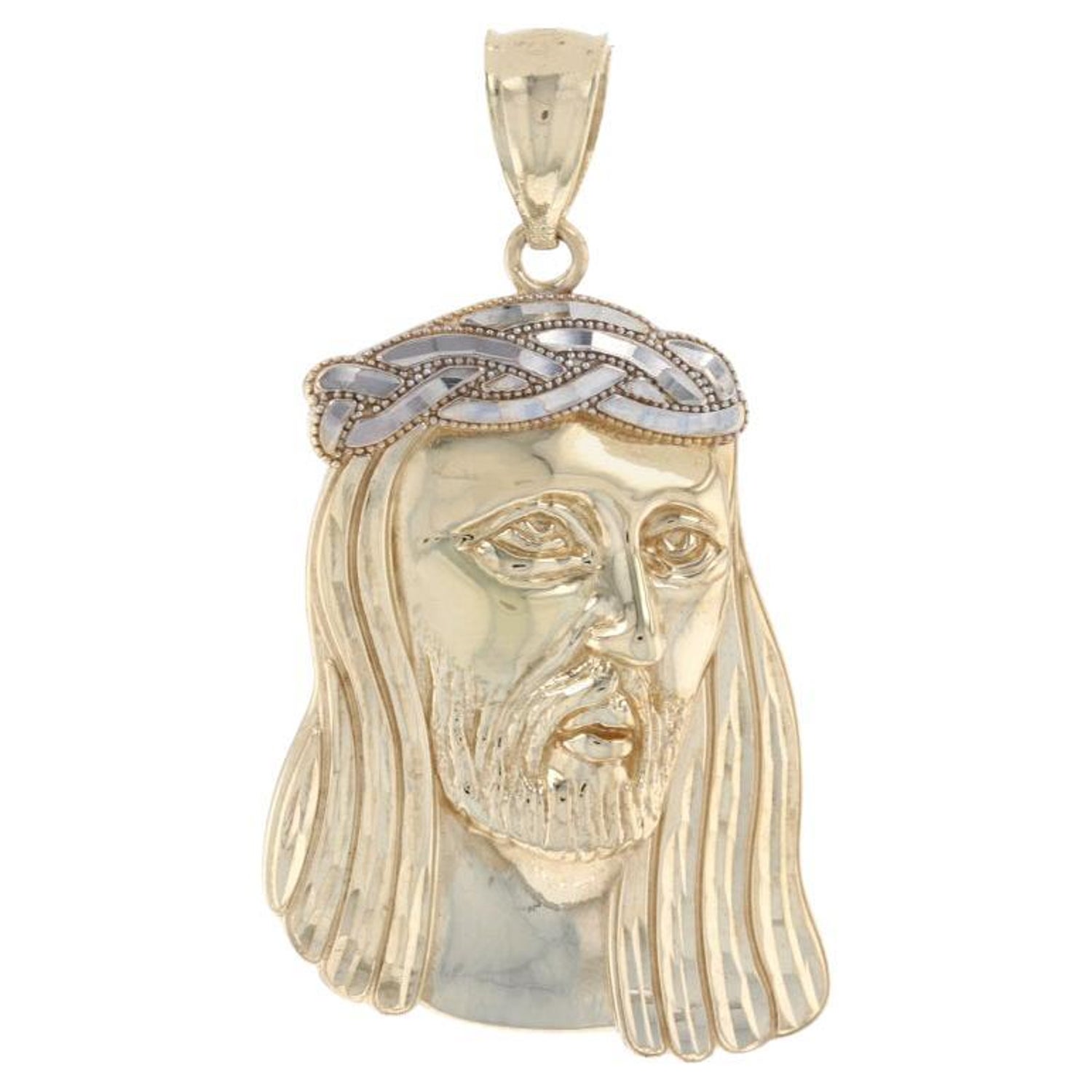 Details about   14K Two Tone Gold Religious Charm Jesus Face Pendant For Necklace or Chain 