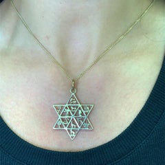 Yellow Gold jewish star of David twelve tribes of Israel animals pendant