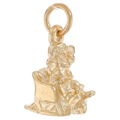 Breloque de Noël Jollyleighing Santa Charm en or jaune 14 carats St Nick Kris Kringle