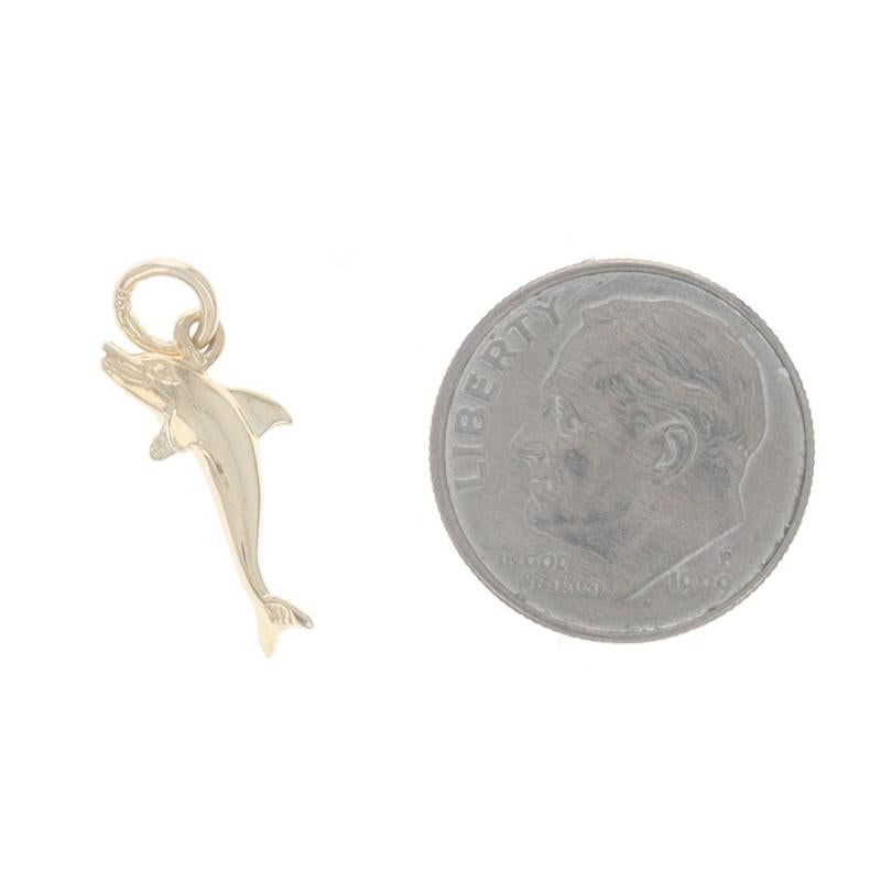 Women's Yellow Gold Jumping Dolphin Charm - 14k Ocean Life For Sale
