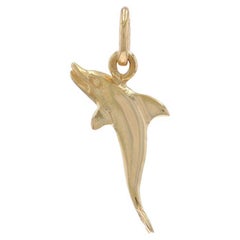 Yellow Gold Jumping Dolphin Charm - 14k Ocean Life