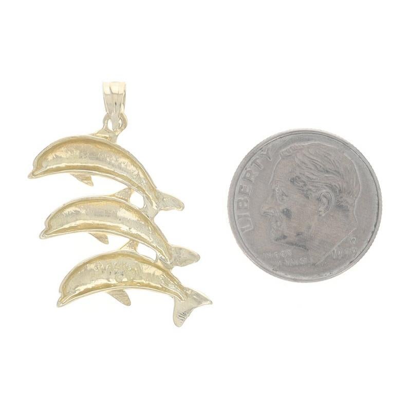 De las mujeres Colgante Trío Delfín Saltarín Oro Amarillo - Mamíferos Marinos 14k en venta