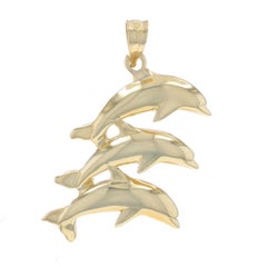 Yellow Gold Jumping Dolphin Trio Pendant - 14k Marine Mammals