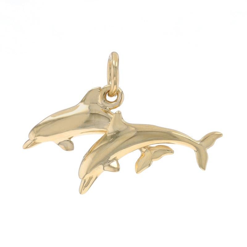 Metal Content: 14k Yellow Gold

Theme: Jumping Dolphins, Ocean Life

Measurements

Tall (from stationary bail): 5/8