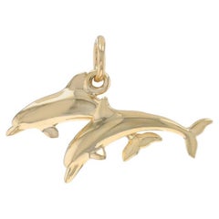 Yellow Gold Jumping Dolphins Pendant - 14k Ocean Life Beach Sea Bahamas