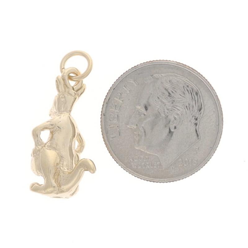 Women's or Men's Yellow Gold Kangaroo Mama & Baby Charm - 14k Marsupial Doe & Joey For Sale