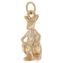 Yellow Gold Kangaroo Mama & Baby Charm - 14k Marsupial Doe & Joey