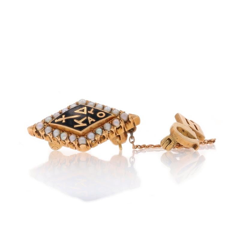Bead Yellow Gold Kappa Delta Badge & Guard Pin -10k Seed Pearl Sorority Greek Society For Sale