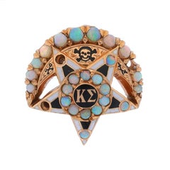 Yellow Gold Kappa Sigma Badge - 14k Opal Enamel 1911 Retro Fraternity Pin